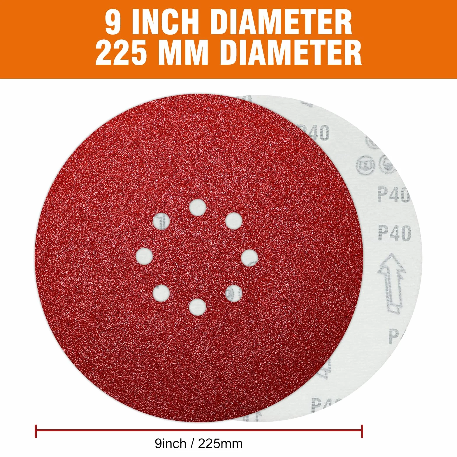 60 Stück Schleifpapier 225mm klett 40 60 80 120 180 240 körnung 8 Loch schleifscheiben 225mm für giraffe trockenbauschleifer