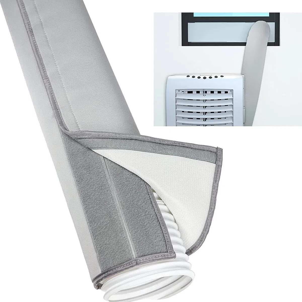 Klimaanlage Abluftschlauch Isolierung, Waschbare AC-Schlauch-Isolierhülle 150x53 Cm, Polyester-Komposit, UV-beständig, Klettverschluss, Passend Für 5–5,9 Zoll, Für Haus, Büro, Garage & Keller