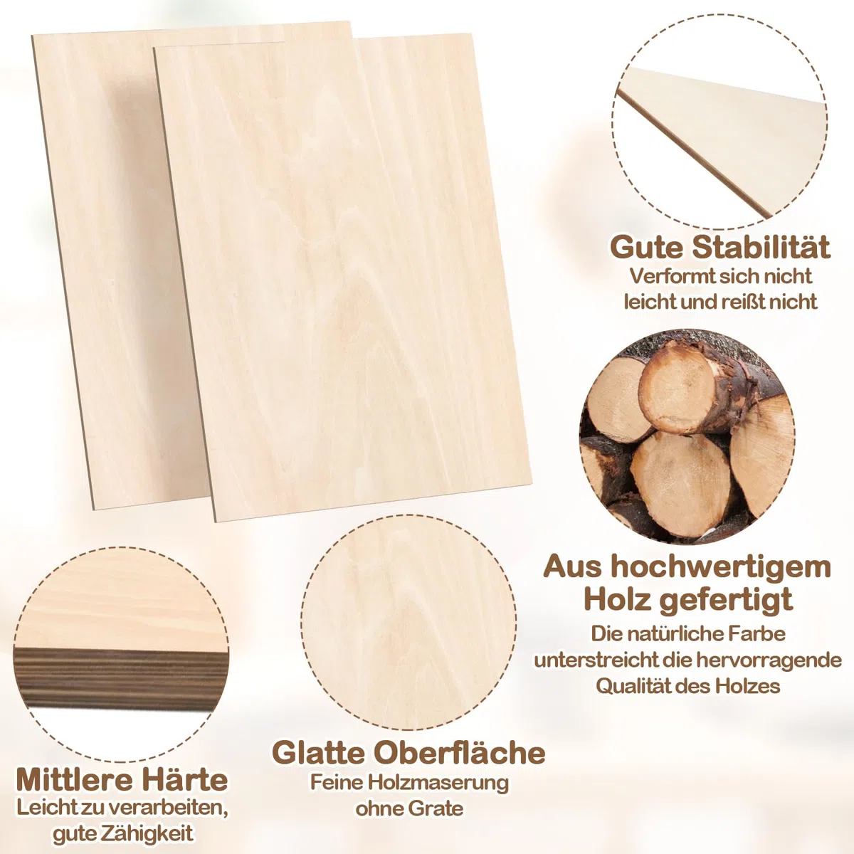 Sperrholzplatte 3mm 420x300mm 10 Stück Linde holzplatte Zuschnitt Nach Bastelhölzer Holz für Modellbau Laserschnit Laser Gravur Holz Brennen Malerei DIY Ölmalerei