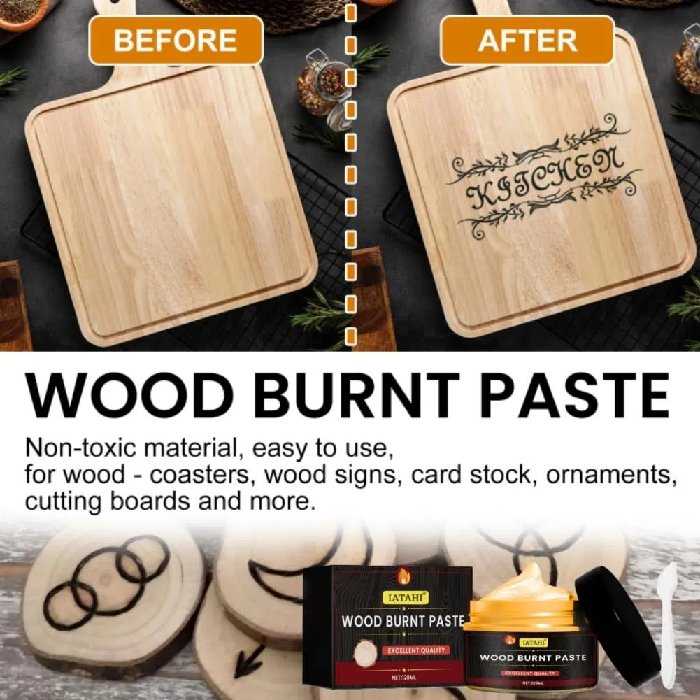 Holzbrennpaste Brennpaste Gel,2pcs Multifunktionales DIY Brandmalerei für Holz,Holzbrennpaste,Wood Burnt Paste,Wood Burning Gel,Einfach Aufzutragende Brennpaste,Holzhandwerk Brennpaste