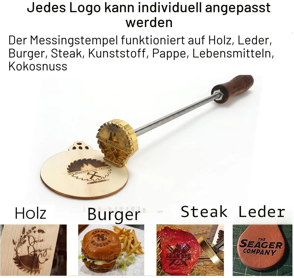 Custom Logo Branding Eisen für Holz Personalisiertes Branding Eisen Wärmestempel Making Kit einschließlich Griff, Holzbearbeitung handgefertigt (2.5x2.5cm)