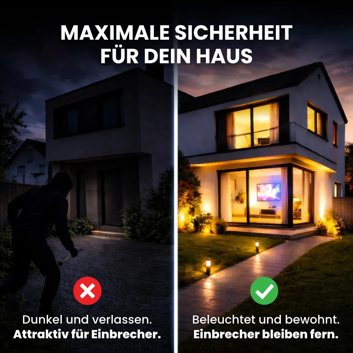 WALTER TV Simulator Ultra+ – Einbruchschutz Lichteffekt mit Dämmerungssensor, 4/7h Timer oder Dauerbetrieb, 100–240V, kompakt