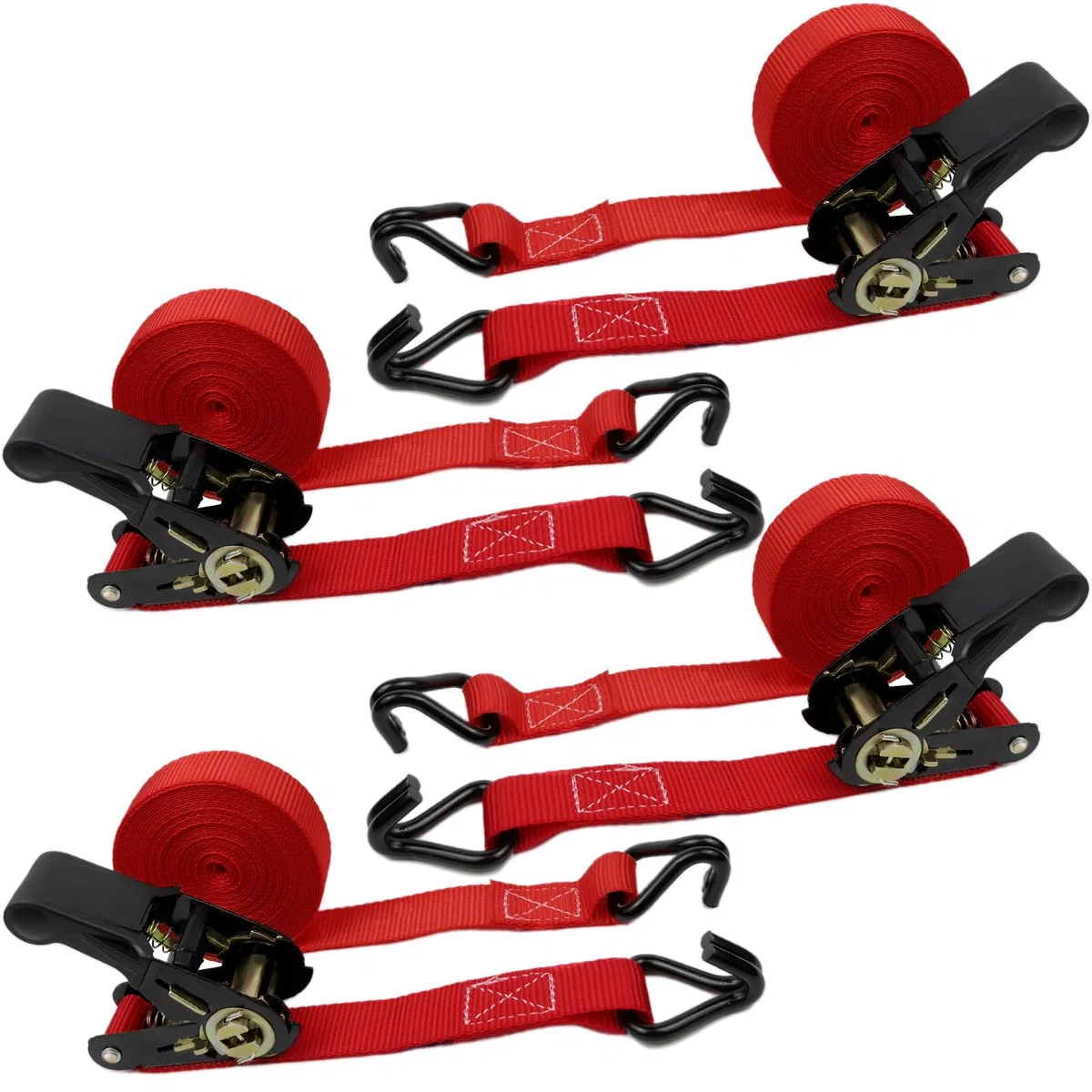 Spanngurte mit Ratsche 4Pack, 4 x 800KG Spanngurte mit Haken, 6M x 25mm Zurrgurte mit Ratsche für Motorräder, Auto, Anhänger, Ladungen, Haushalt
