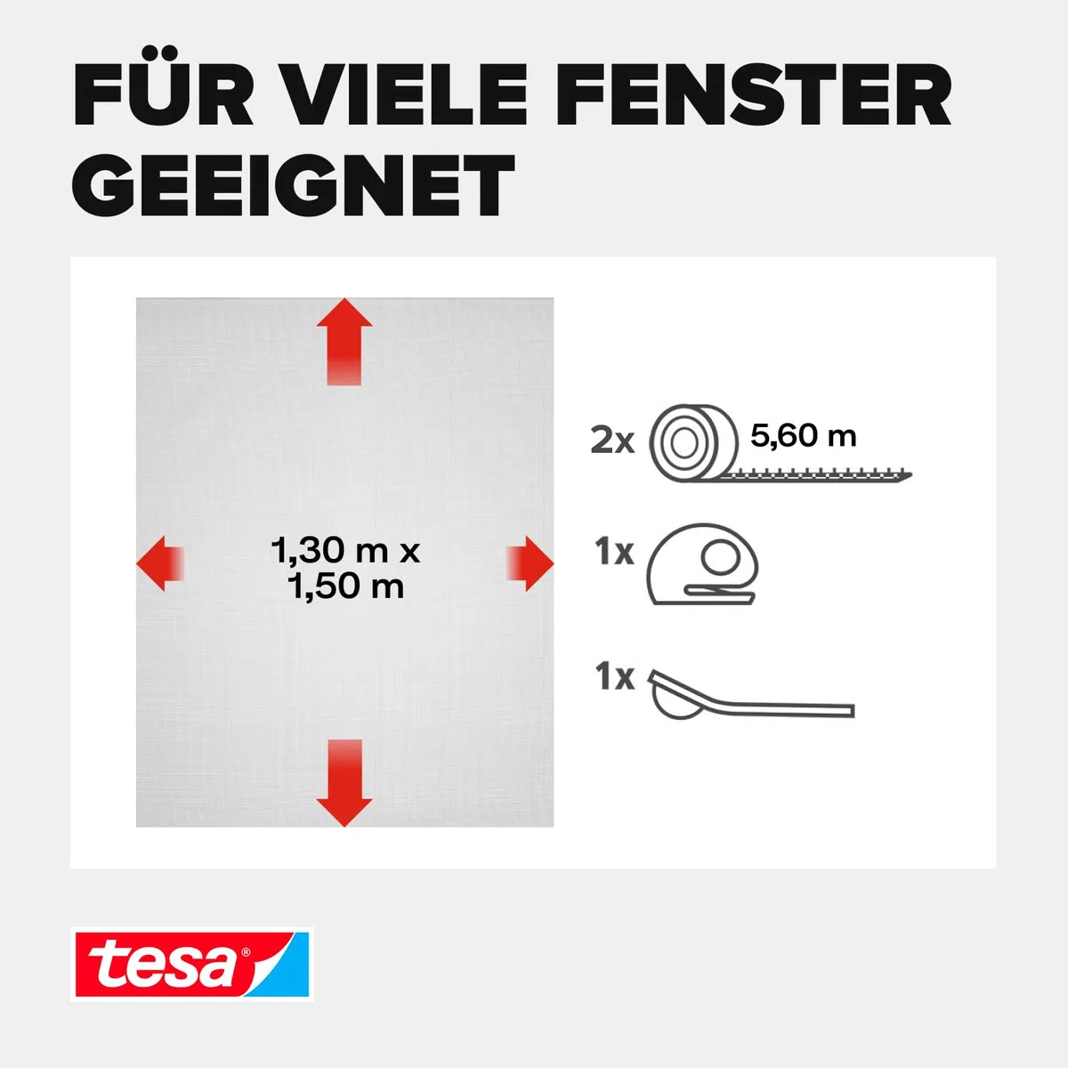 tesa Insect Stop 2-in-1 Sonnenschutz- und Fliegengitter Premium für Fenster - Insektenschutz mit integriertem Sonnenschutz - Fliegen Netz ohne Bohren - 130 cm x 150 cm - Anthrazit-Metallic