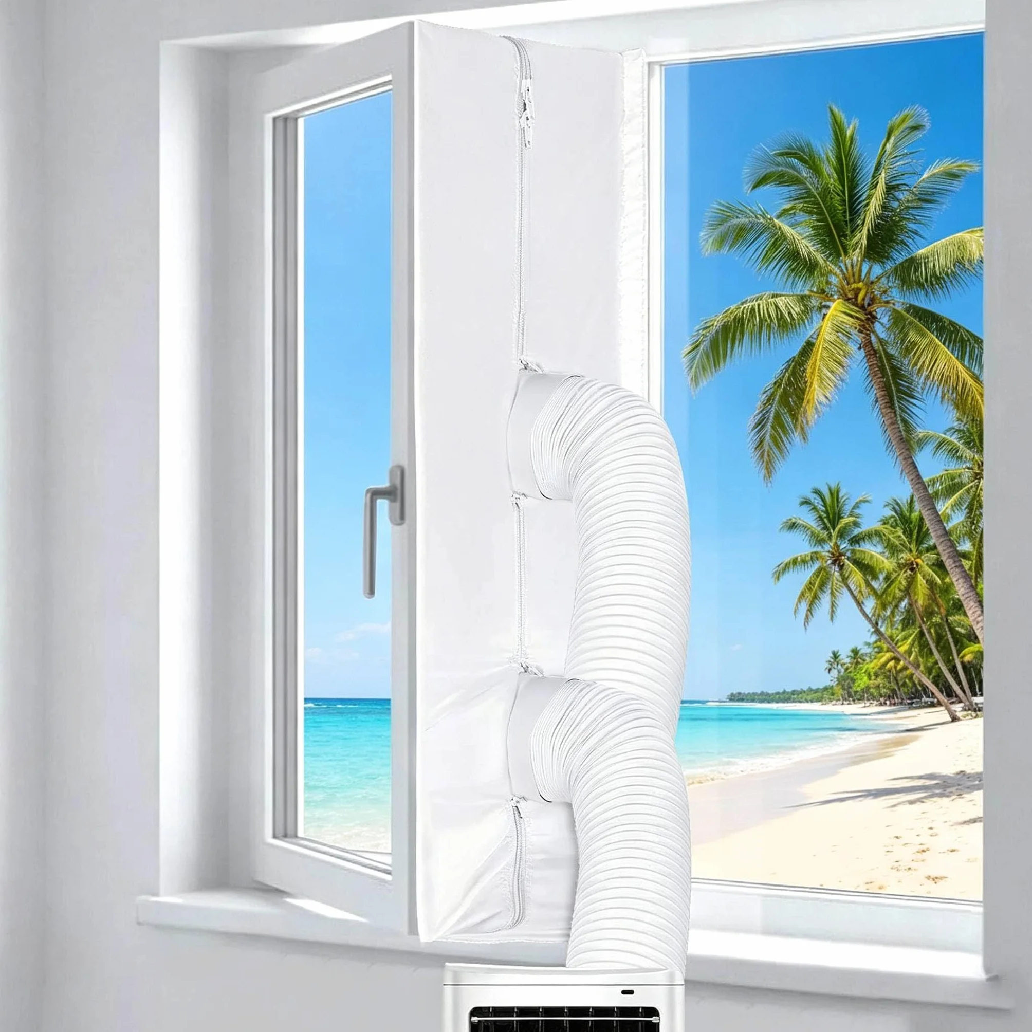 400 cm Fensterabdichtung für Mobile Klimaanlage, Fensterabdichtung Abluftschlauch Klimagerät Ohne Bohren mit Klettband, Klimaanlage Abdichtung, Klimagerät Fenster Klima Abdichtung für Dachfenster