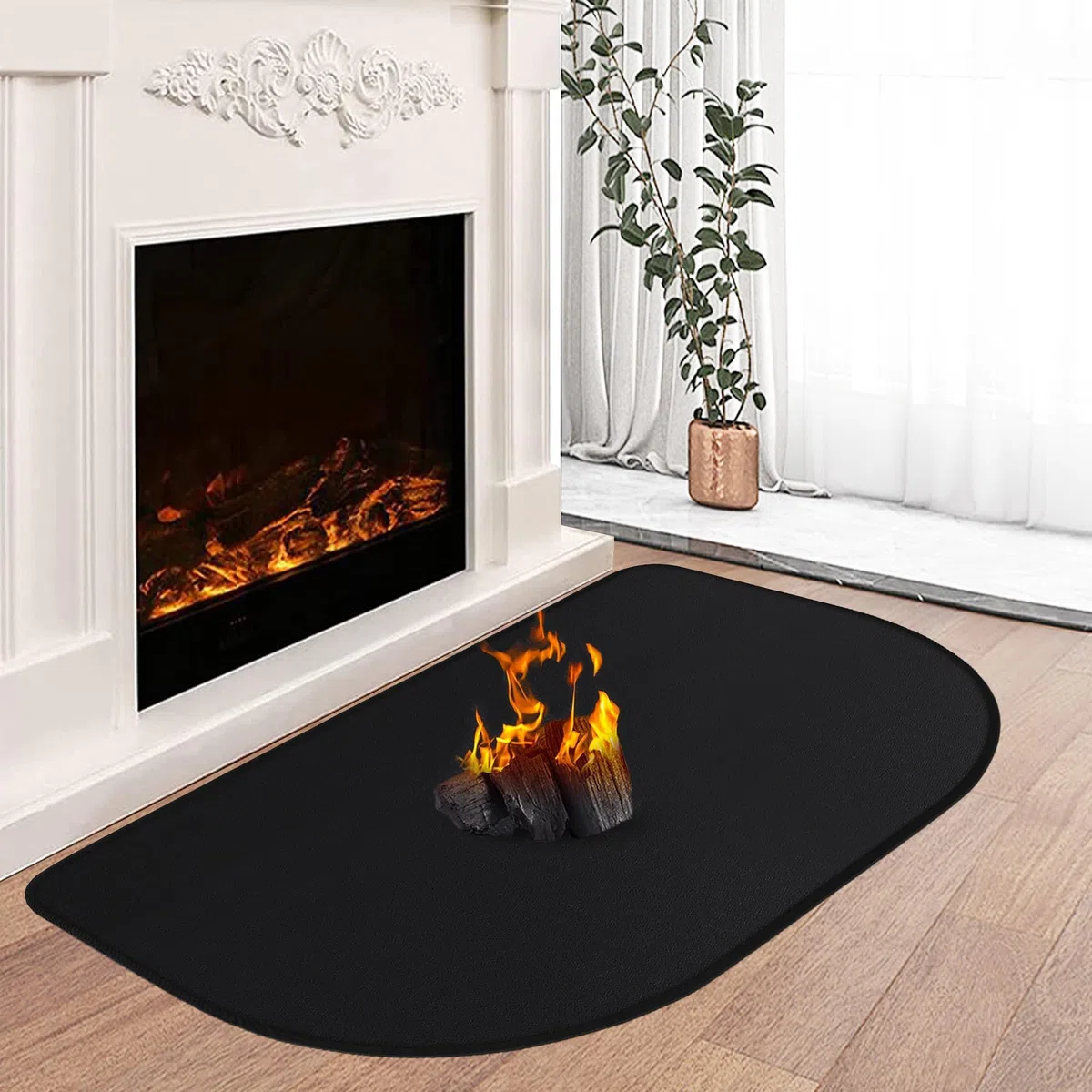 Feuerfeste Kaminmatte, 100x60x0.1cm Feuerfeste Unterlage, Funkenschutzplatte Kaminofen Unterlage, Feuerschutzmatte für Holzofen Zum Schutz des Bodens Vor Funken, Schwarz
