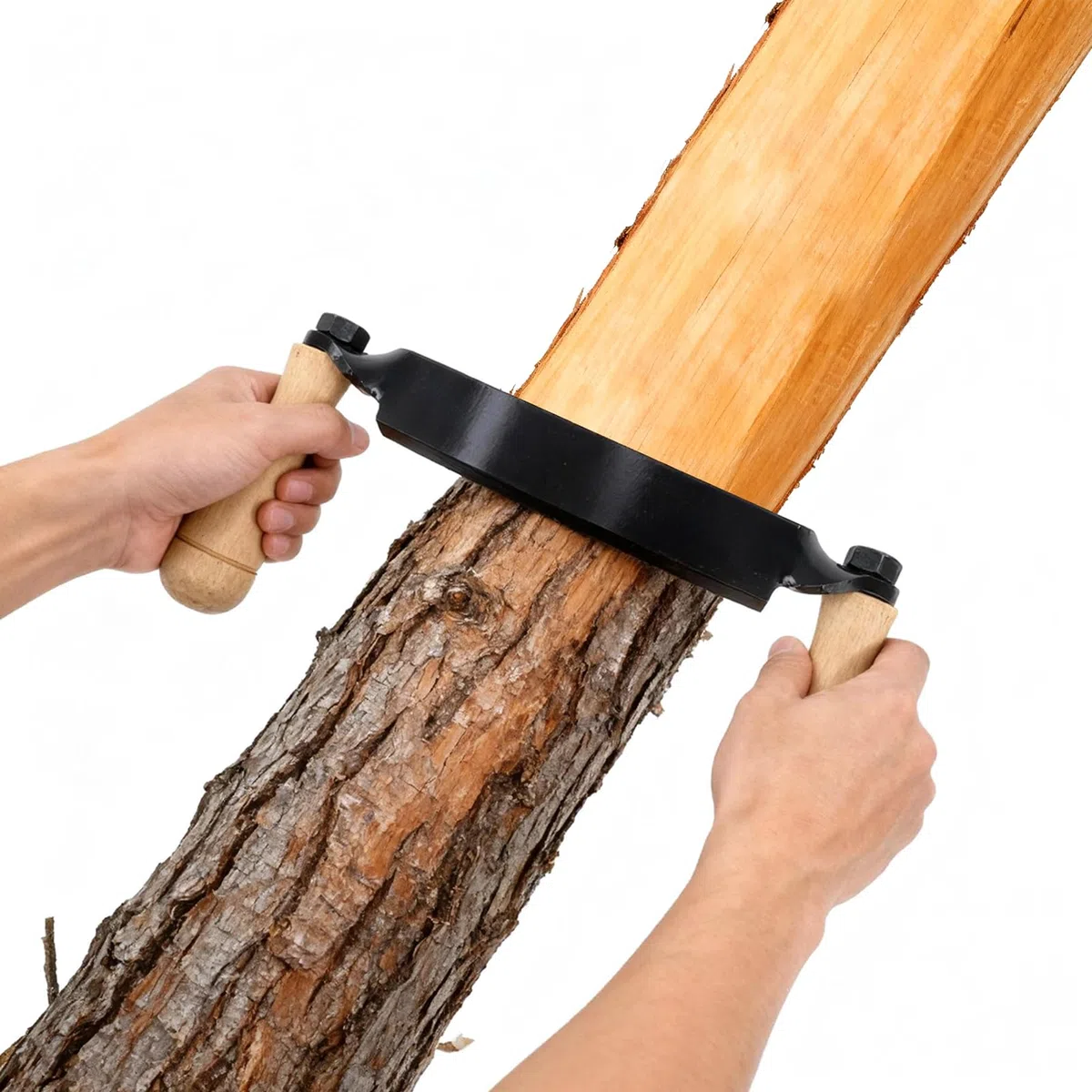 Zugmesser,Rindenschäler,Holzbearbeitungs-Ziehmesser,Holzscheit-Entrindungshandwerkzeug,Baumschäler Ziehmesser für Baumrinde Schäleisen(Halbmondform 10 Zoll)