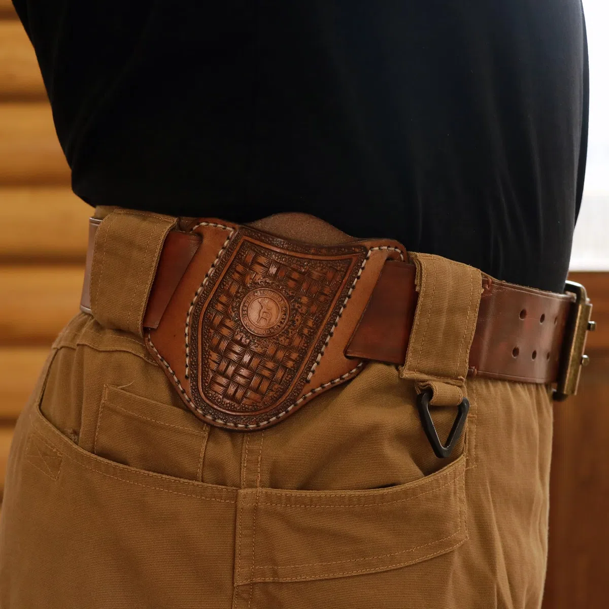 TOURBON Taschenmesserhalter, Etui, Klappmesser, EDC-Werkzeug, Taschenmesser, Gürteltasche, handgefertigtes Geschenk aus Leder in Braun