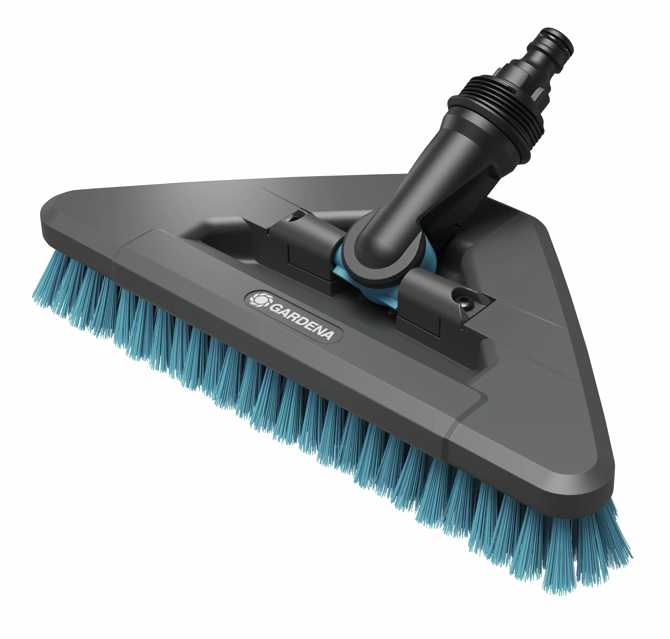 Gardena Cleansystem Stielbürste hard flex: Bürste zum Reinigen von unempfindlichen Oberflächen, Dreiecksform, harte Borsten, Anschluss an Cleansystem Stiel, für größere Flächen (18814-20)
