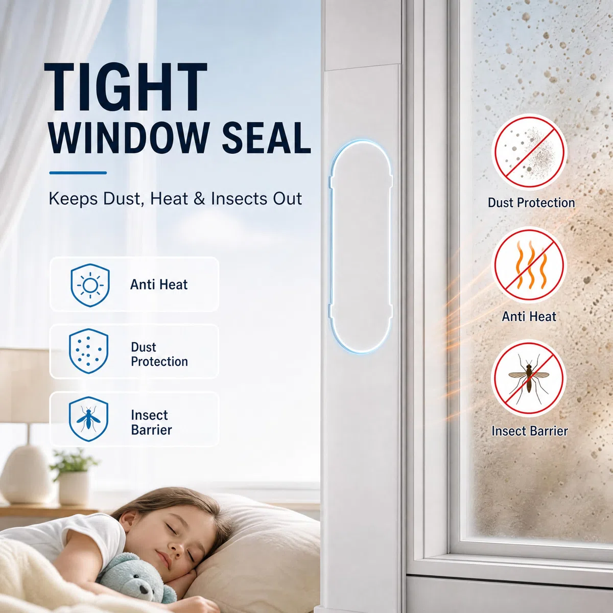Universelle Verstellbare Dichtungsplatte Mobile Klimaanlagen-Fensterschienen-Schallwand, Fensterabdichtung Fensterabdichtung Ersatzteil Set (2 Fensterdichtungen)