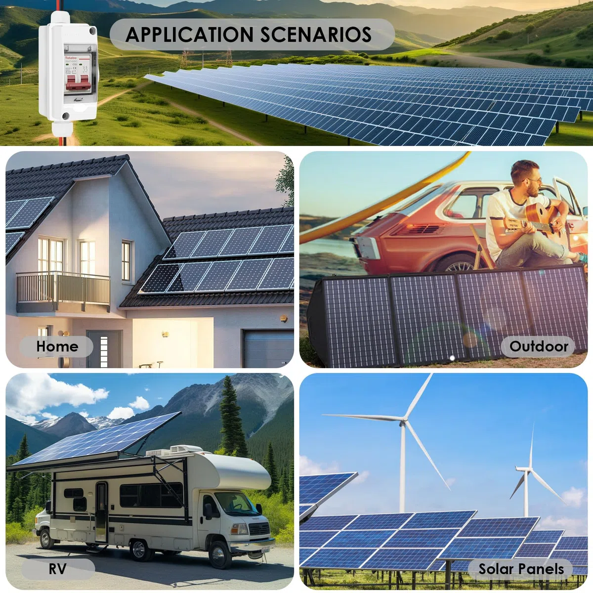 DC Trennschalter PV Anlage 32A 500V Solar Trennschalter PV Trennschalter Miniaturschutzschalter, IP65 Wasserdicht Verteilerkasten, Solar-Photovoltaik-Schalter mit Kabel und Stecker