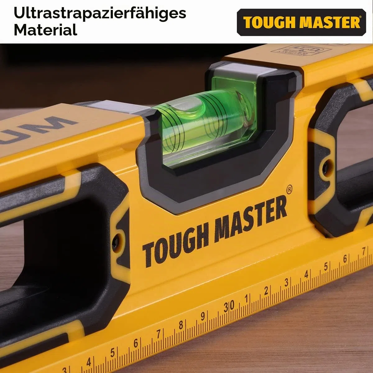Tough Master 3-teiliges Profi Wasserwaagen Set, magnetisch, 3 Libellen, hohe Genauigkeit, Frontansicht-Fläschchen, stoßfestes Werkzeug, 1200 mm & 600 mm, 250 mm