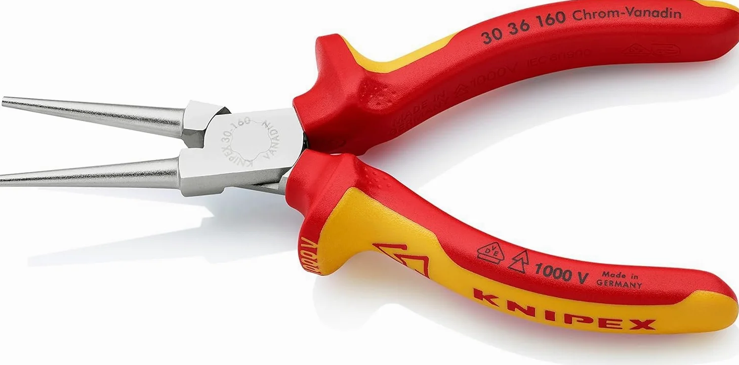 KNIPEX Langbeckzange verchromt isoliert mit Mehrkomponenten-Hüllen, VDE-geprüft 160 mm, 30 36 160