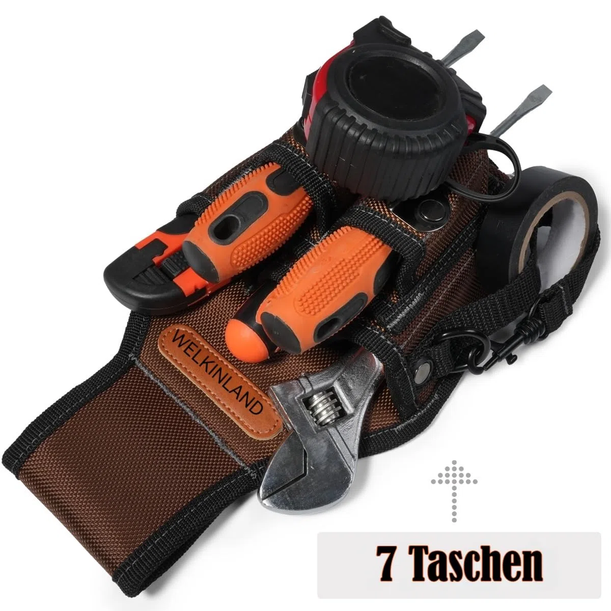WELKINLAND Werkzeugtasche mit 7 Taschen, Gürtel-Werkzeugtasche, Seitengürtel-Werkzeugtasche, Elektriker-Werkzeugtasche, Elektriker-Gürtel-Werkzeugtasche, kleine Elektriker-Werkzeugtasche,
