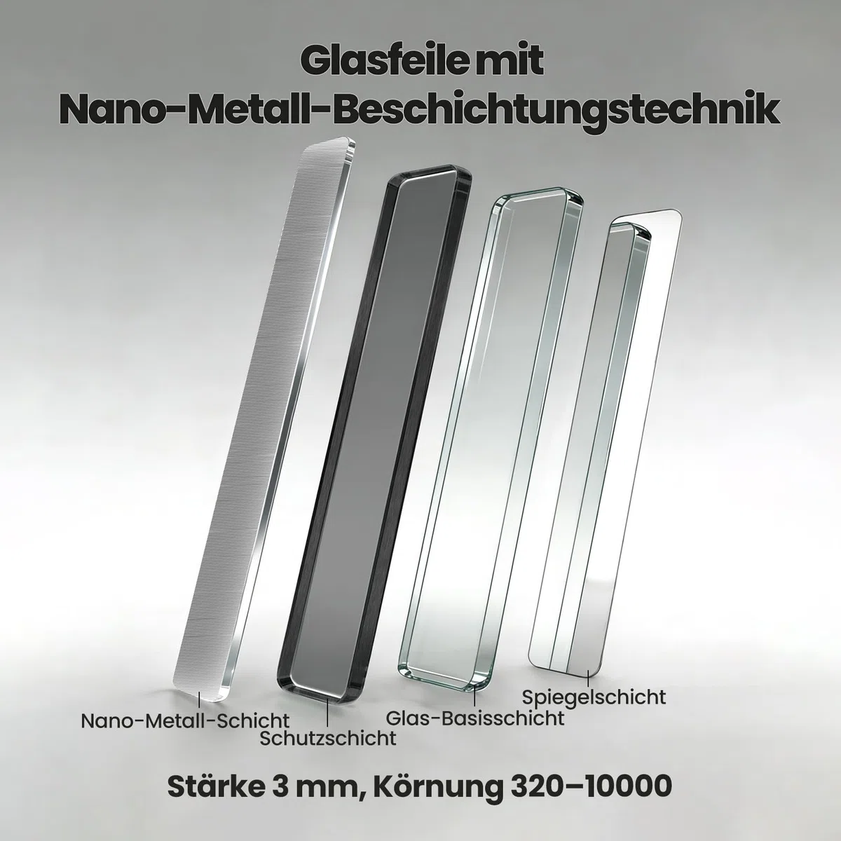 7-teiliges Ultrafeines Glasfeilen Set – 320–10000 Körnung für Gundam & Maßstabsmodelle, Spiegelfeinen Schliff, 3D-Druck, Kunststoff, Holz & Harz Modellteile