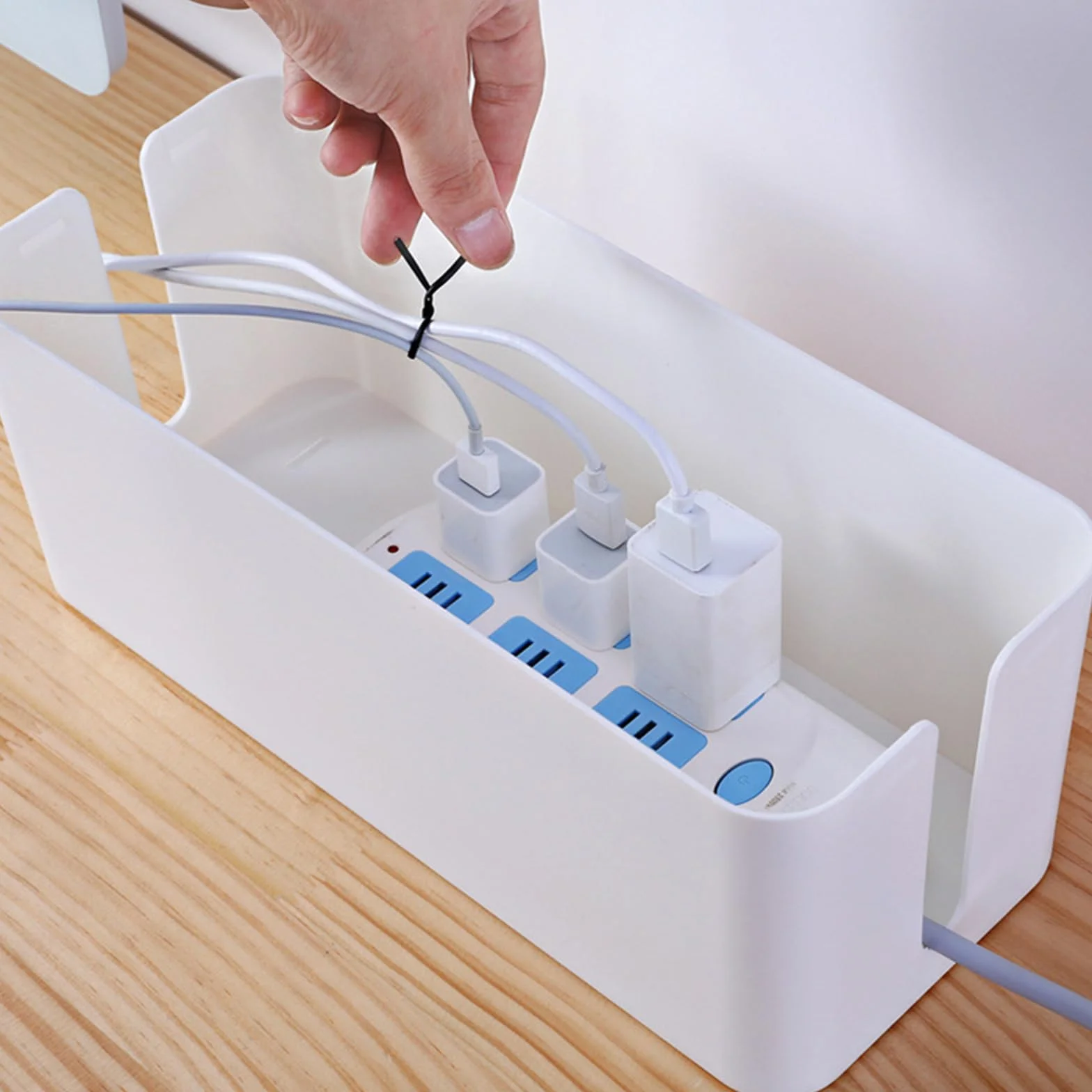 Relota 2 Stück Kabelmanagement Box Mit Deckel, Kabel Organizer, Aufbewahrung Zum Verstecken Von Steckdosenleisten, Medium und Klein, Weiß