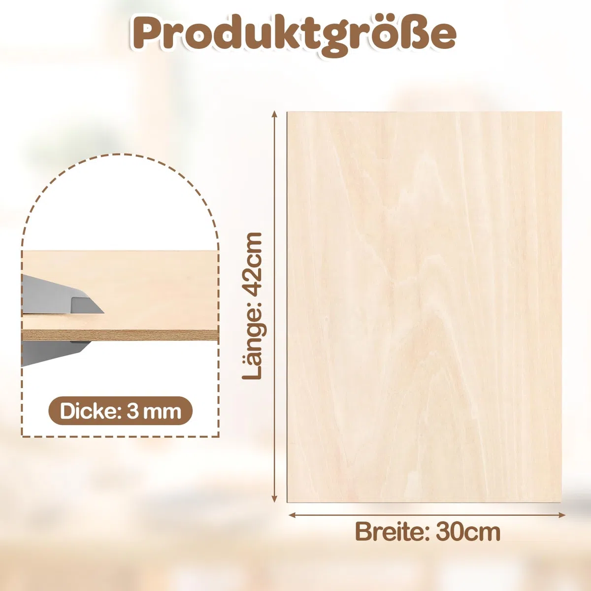 Sperrholzplatte 3mm 420x300mm 10 Stück Linde holzplatte Zuschnitt Nach Bastelhölzer Holz für Modellbau Laserschnit Laser Gravur Holz Brennen Malerei DIY Ölmalerei