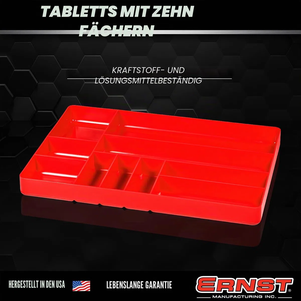 Ernst 5011 Manufacturing Organizer Tablett, 10 Fächer, Schwarz