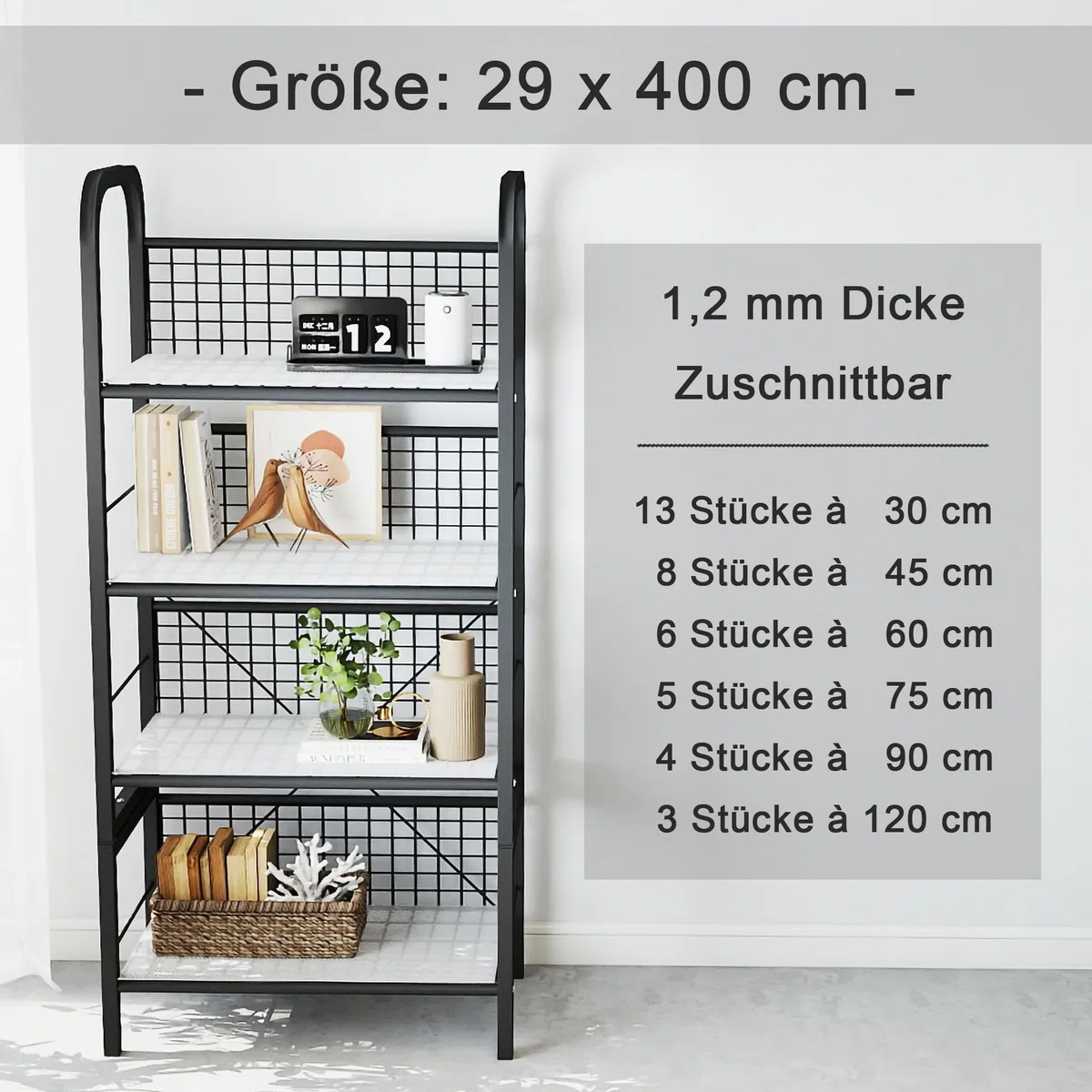 Regaleinlage für Vorratsschrank für Drahtregale: Durchsichtige wasserdichte Regaleinlage für Drahtregale - Dicke Einfach Schneidbare Kunststoff Einlage für Regale 29 x 400 cm Durchscheinend