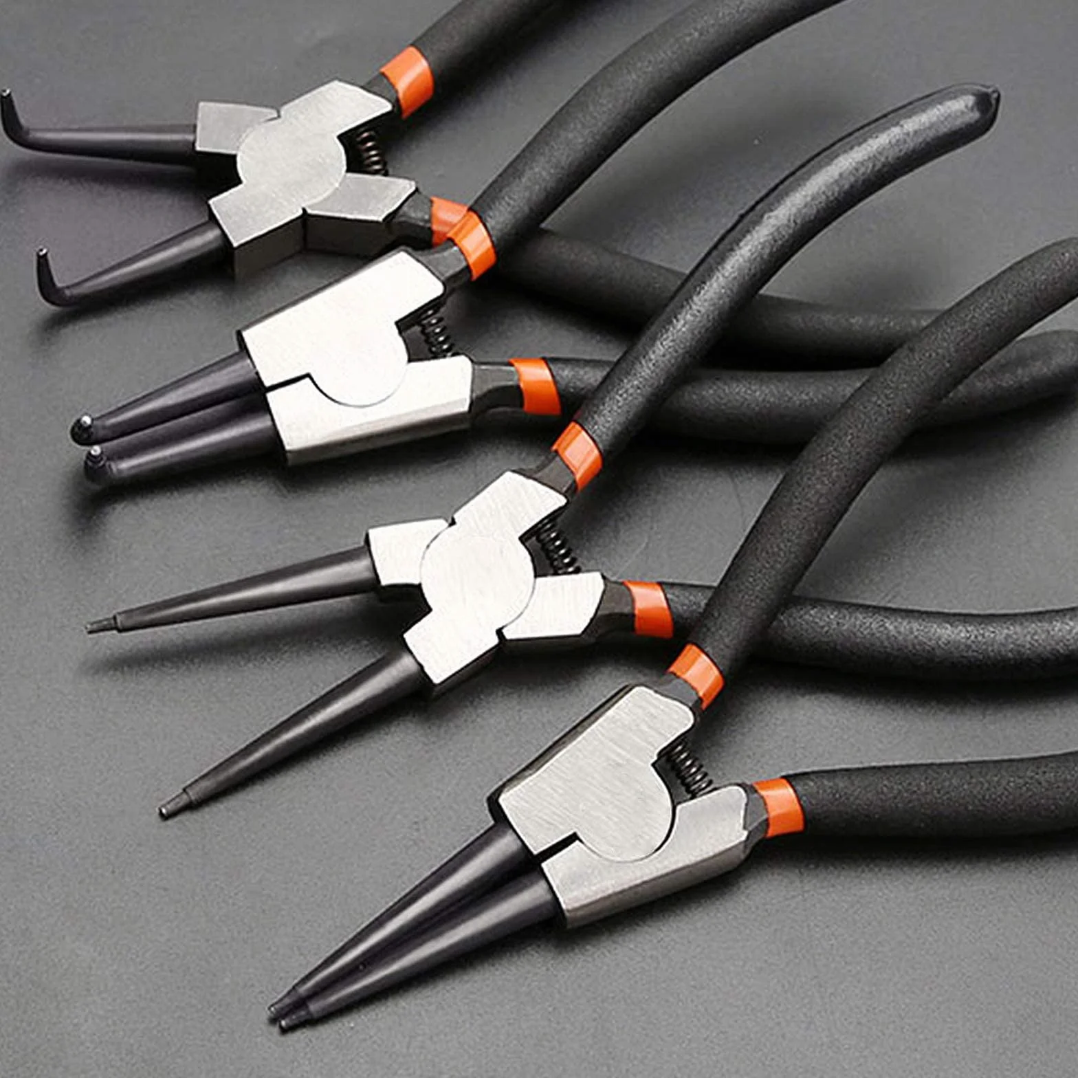 4 TLG 225mm Sprengringzangen Sicherungsringzangen Set Gebogen Gerade 9 Zoll Seegeringzange für Außensicherungsringe und Innensicherungsringe Rutschhemmend Sicherungszange