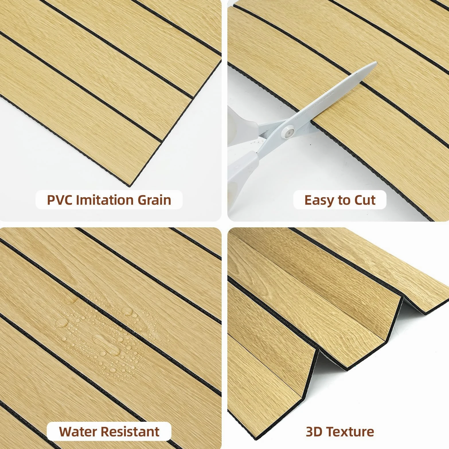 WADILE Selbstklebende Wandpaneele in Holzlattenoptik 30×30 cm, Dekorative PVC-Wandpaneele, Schallabsorbierend, Für Wohnzimmer und Schlafzimmer – 10er Pack, Hell Eiche