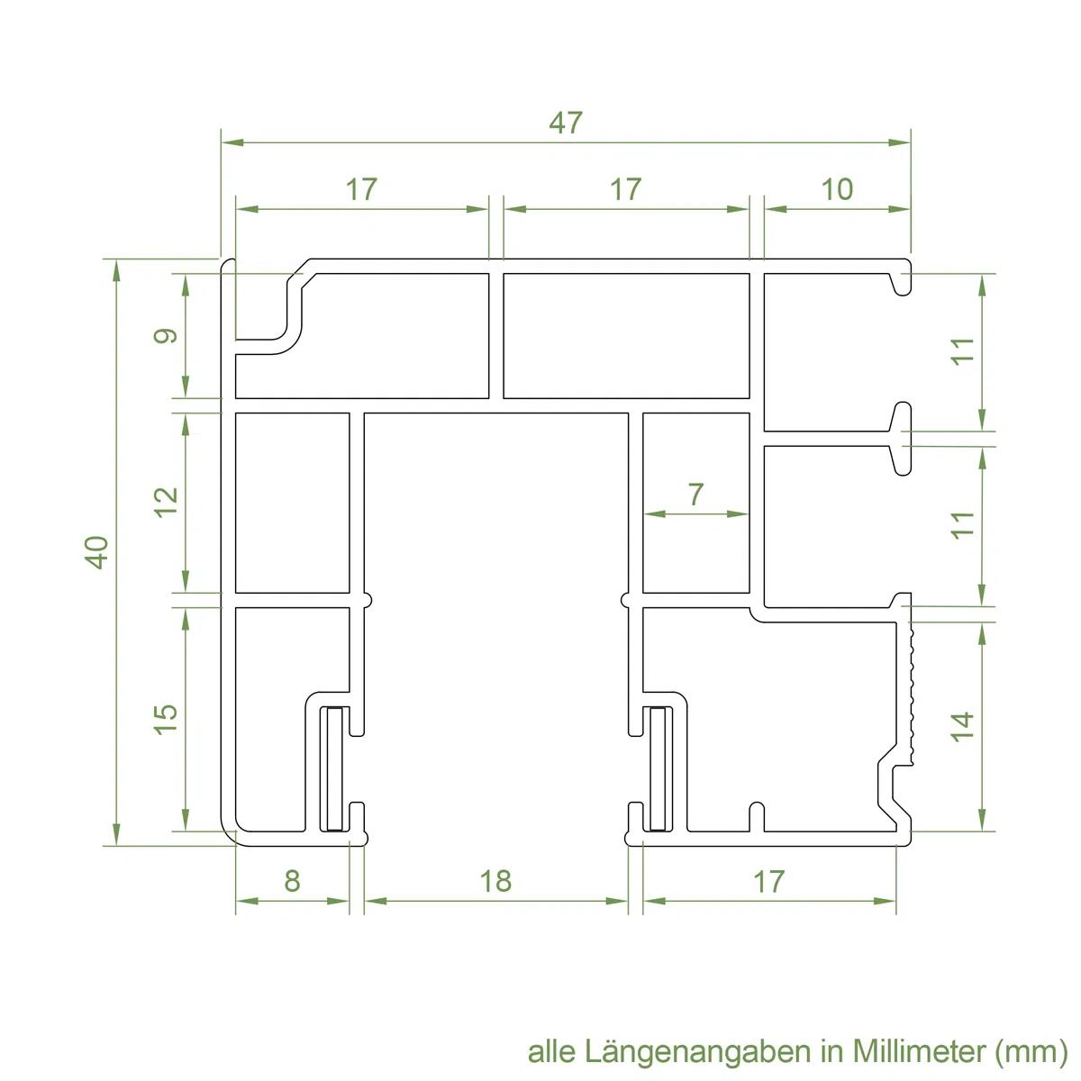 DIWARO. Rolladen Führungsschiene 4047 aus Kunststoff weiss, für Maxi Rolladenprofile, mit beidseitiger Bürstendichtung, Fixlänge 1300mm
