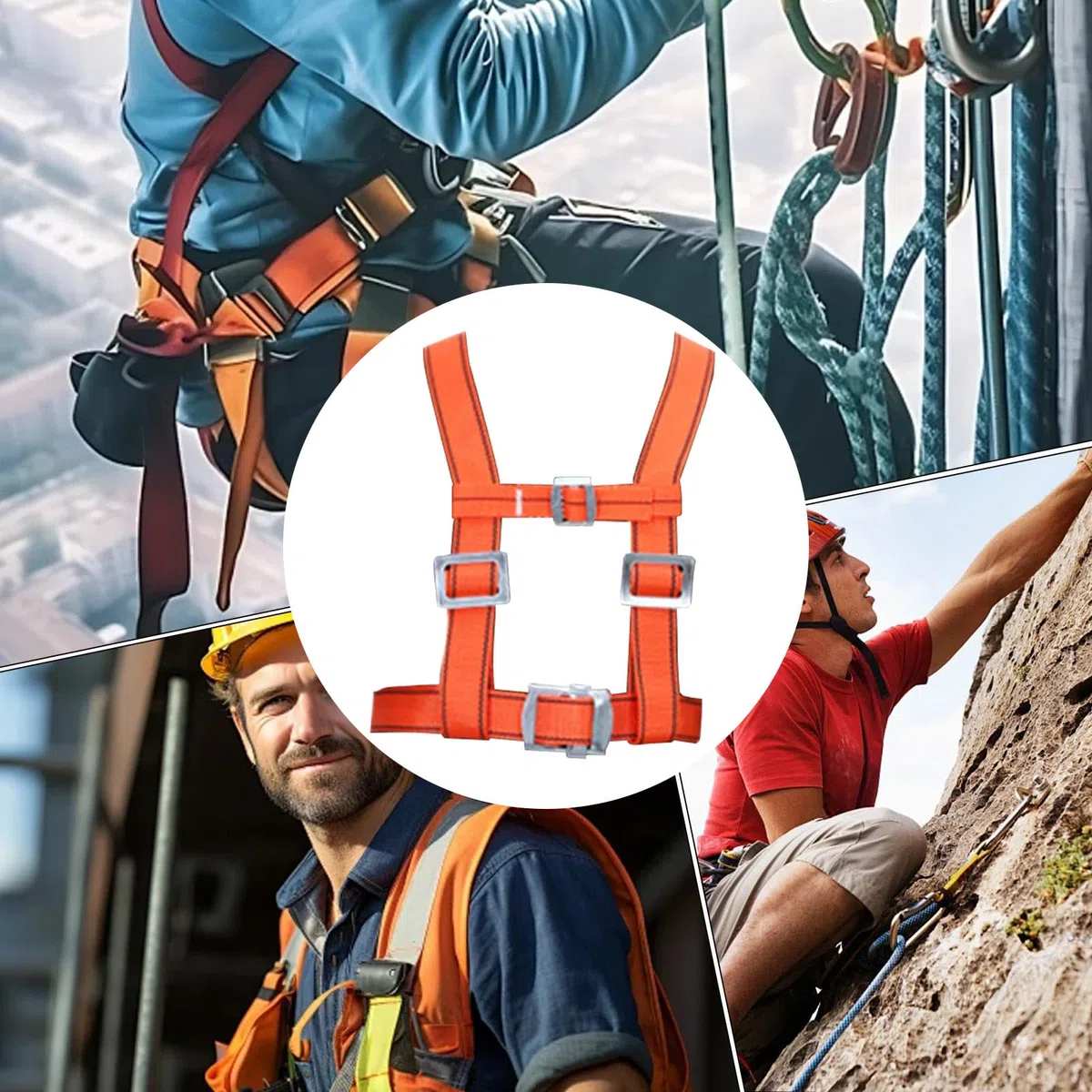 Sicherheits-Harness Set - Ganzkörper-Auffanggurt | Verstellbares Klettergeschirr Für Baum- & Höhenarbeit | Absturzsicherung Mit Seilen Für Outdoor Sport & Bergsteigen