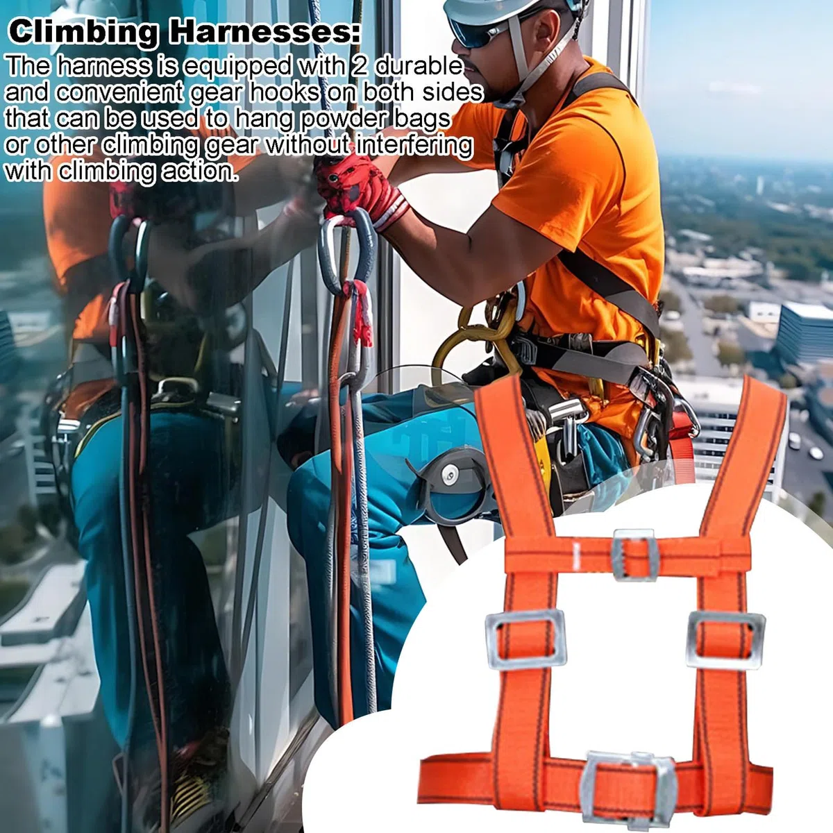 Sicherheits-Harness Set - Ganzkörper-Auffanggurt | Verstellbares Klettergeschirr Für Baum- & Höhenarbeit | Absturzsicherung Mit Seilen Für Outdoor Sport & Bergsteigen