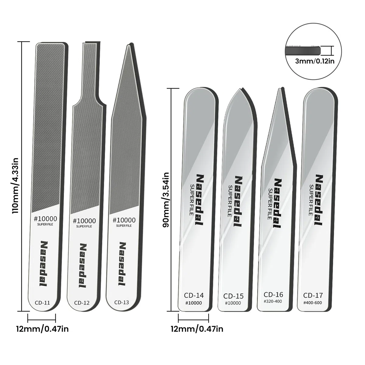 7-teiliges Ultrafeines Glasfeilen Set – 320–10000 Körnung für Gundam & Maßstabsmodelle, Spiegelfeinen Schliff, 3D-Druck, Kunststoff, Holz & Harz Modellteile