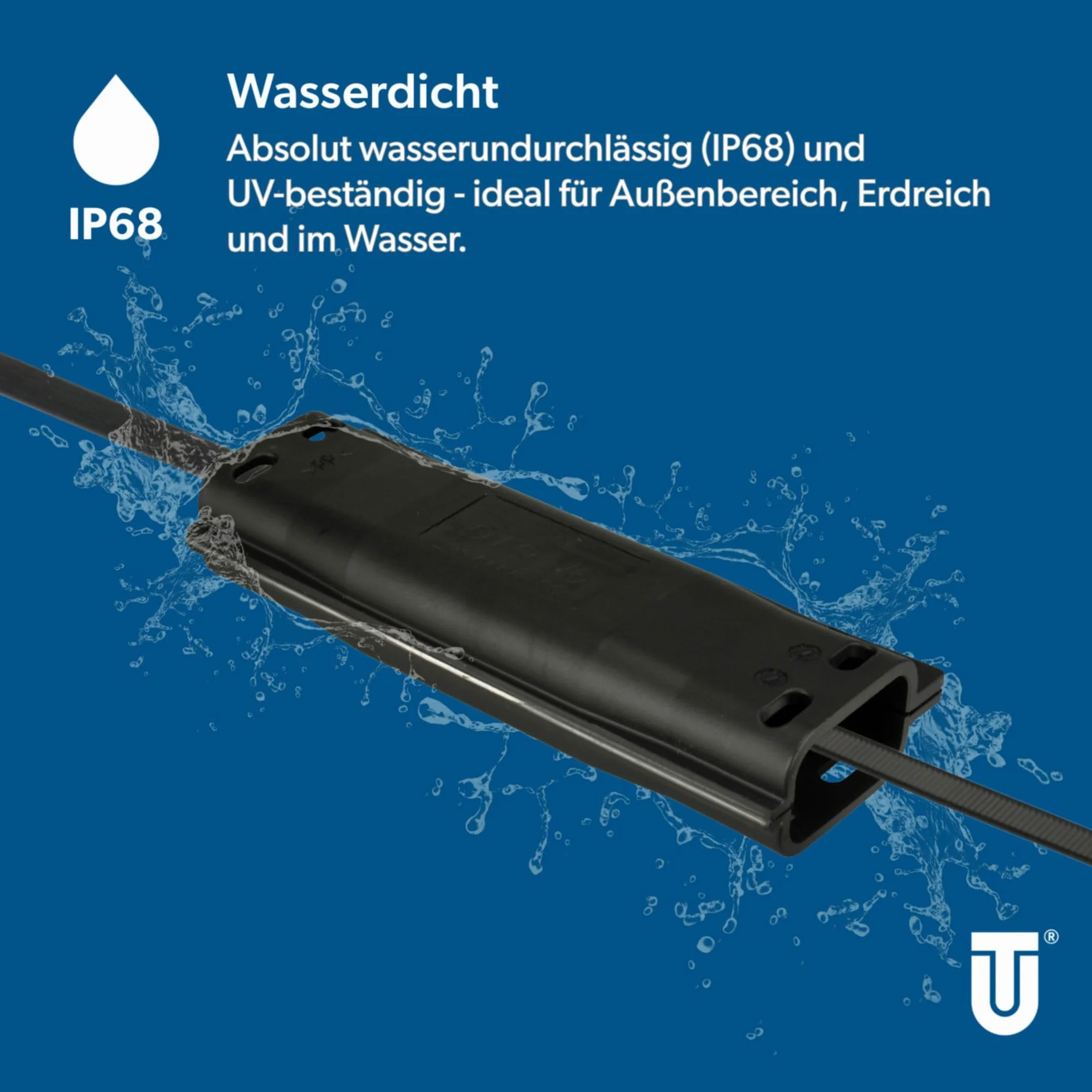 UNITEC Gelverbindungs-und Abzweigmuffe, GTQ 16, Silikon, wasserdicht IP68, UV beständig, schlagfest, für Kabelmantelschäden bis 70 mm, repariert, dichtet und schützt den Kabelmantel,mit Plombe,schwarz