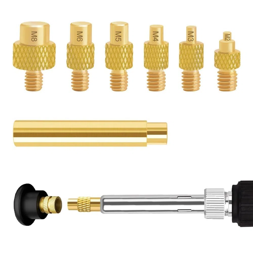 139 Piece Threaded Inserts Soldering Tips Set, 80 W LED Temperature Adjustable Soldering Iron with 130 Pieces Thread Inserts M2/M3/M4/M5/M6/M8, 8 Pieces Soldering Tips for Thread Insert