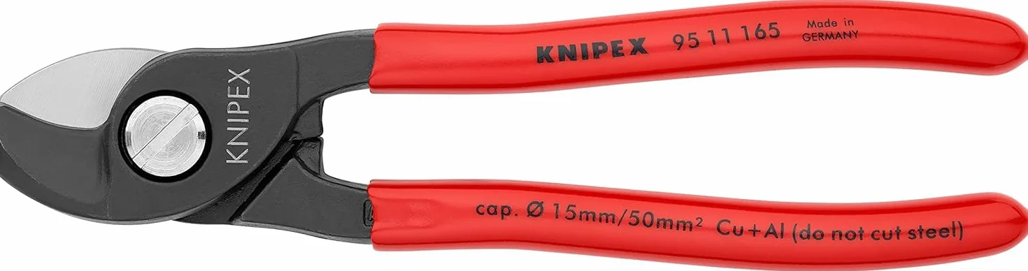 KNIPEX Kabelschere brüniert mit Kunststoff überzogen 165 mm, 95 11 165