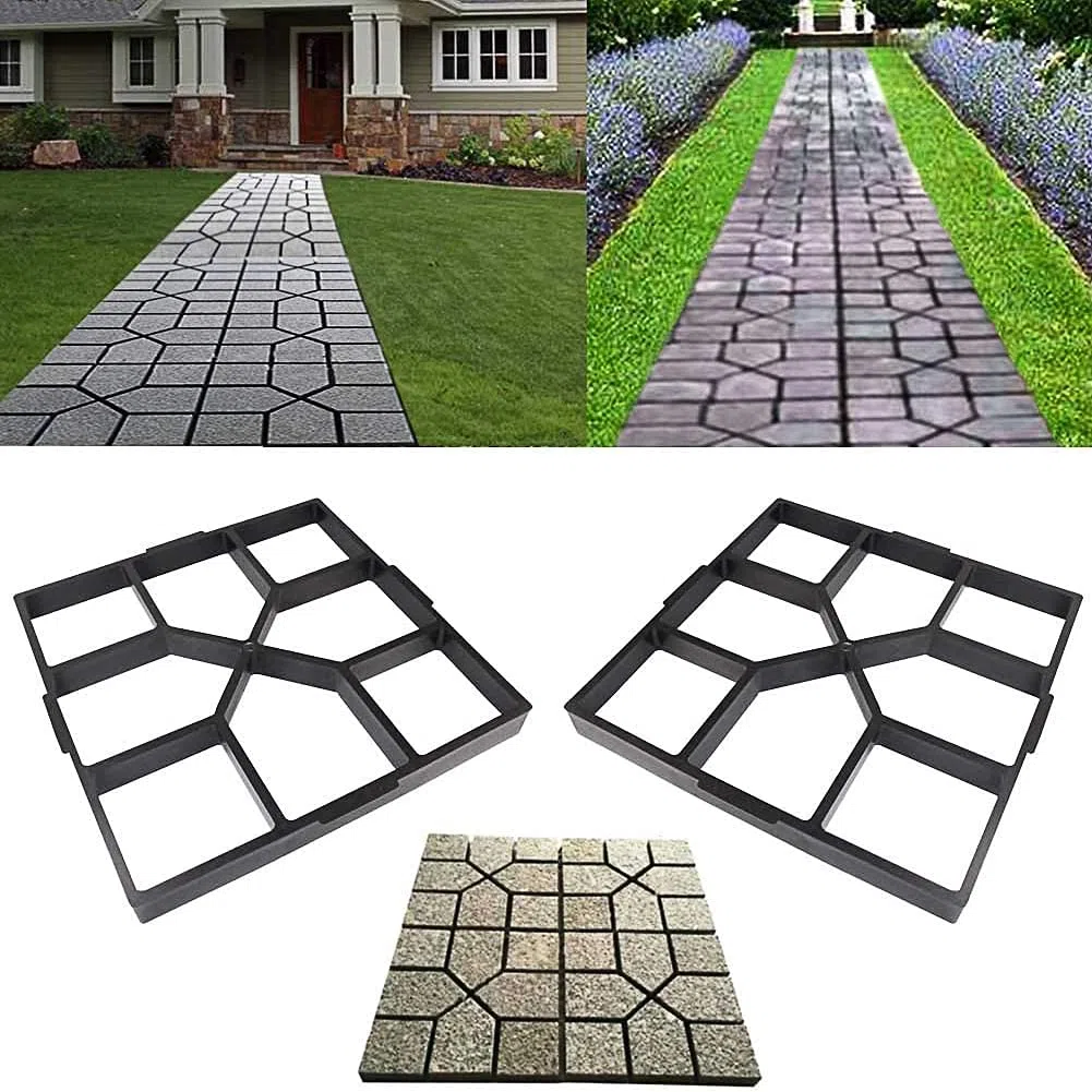 Gehweg Pflasterform Stein Schablone Beton Betonform Schalungsform Pflasterschablone Pflastersteinform aus Kunststof für Weg- und Terrassenfliesen 40X40X4cm