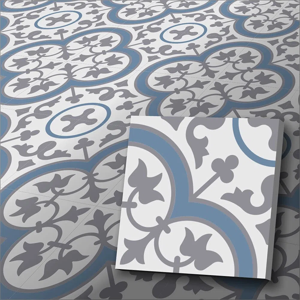 Jugendstil Fliesen Dekor Kajal - viele Farben und Kombinationen - Fliesenteppich (blau, Musterpaket)