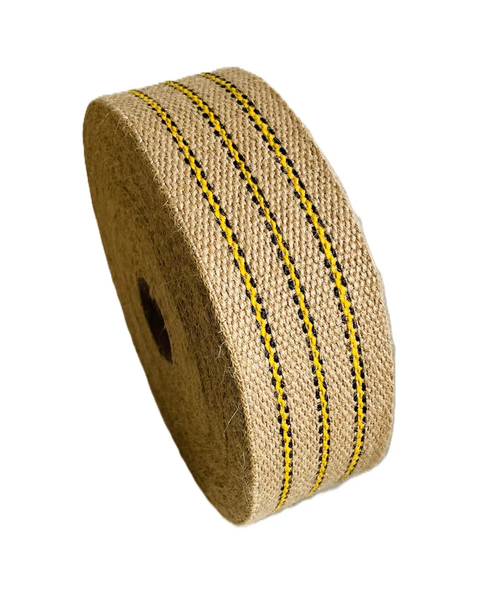 Natürliches Juteband - Gurtband - Natur Jutegurt - Polstergurt - Ökoband I 70 mm Breite I aus 100 % Jute I mit Streifen I Starkes Polstergurtband aus Naturfaser I umweltfreundlich (10m)