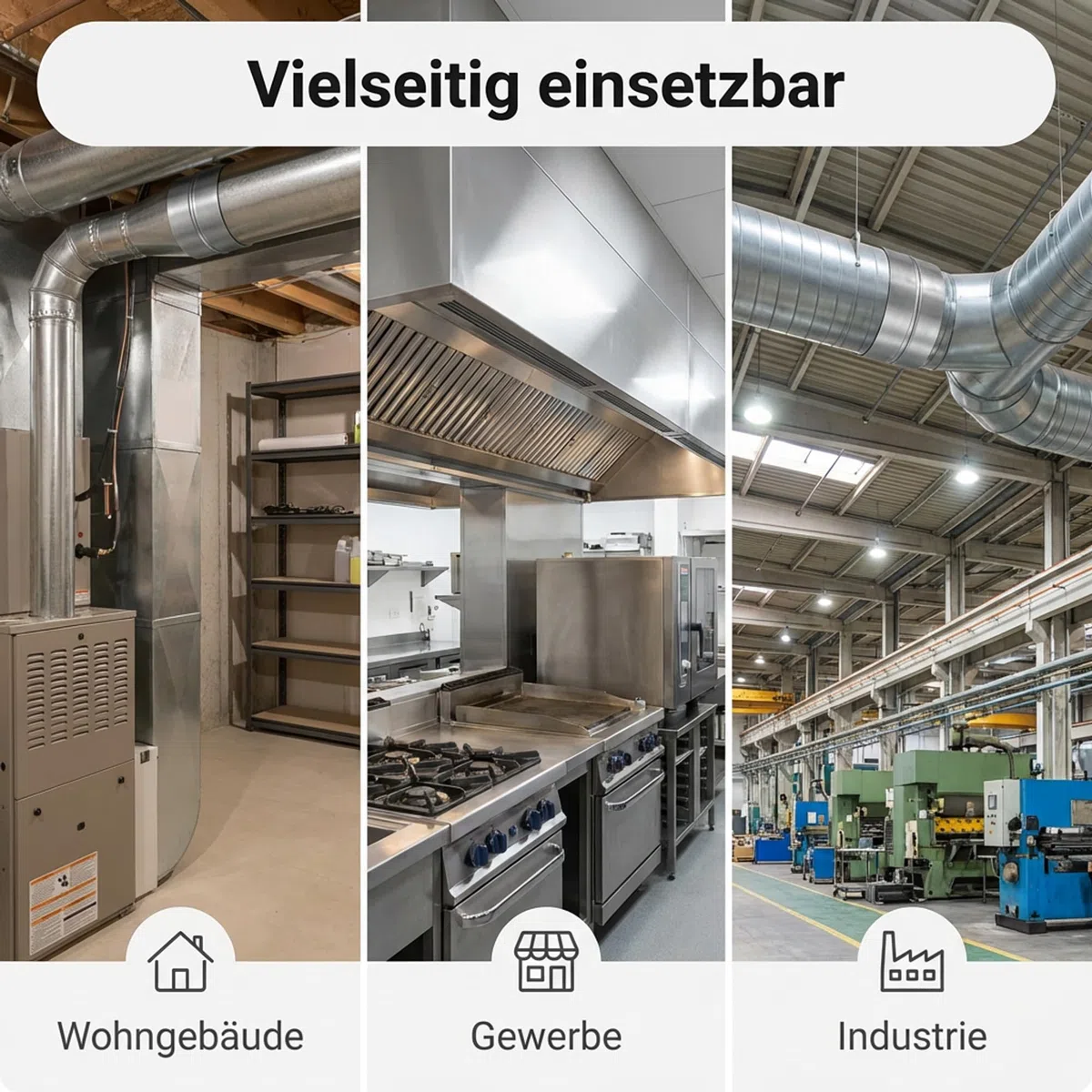 Easy Act Steckverbinder Ø 150 mm, robustes Verbindungsstück aus verzinktem Stahl zur sicheren Verbindung von Lüftungsrohren in Belüftungssystemen