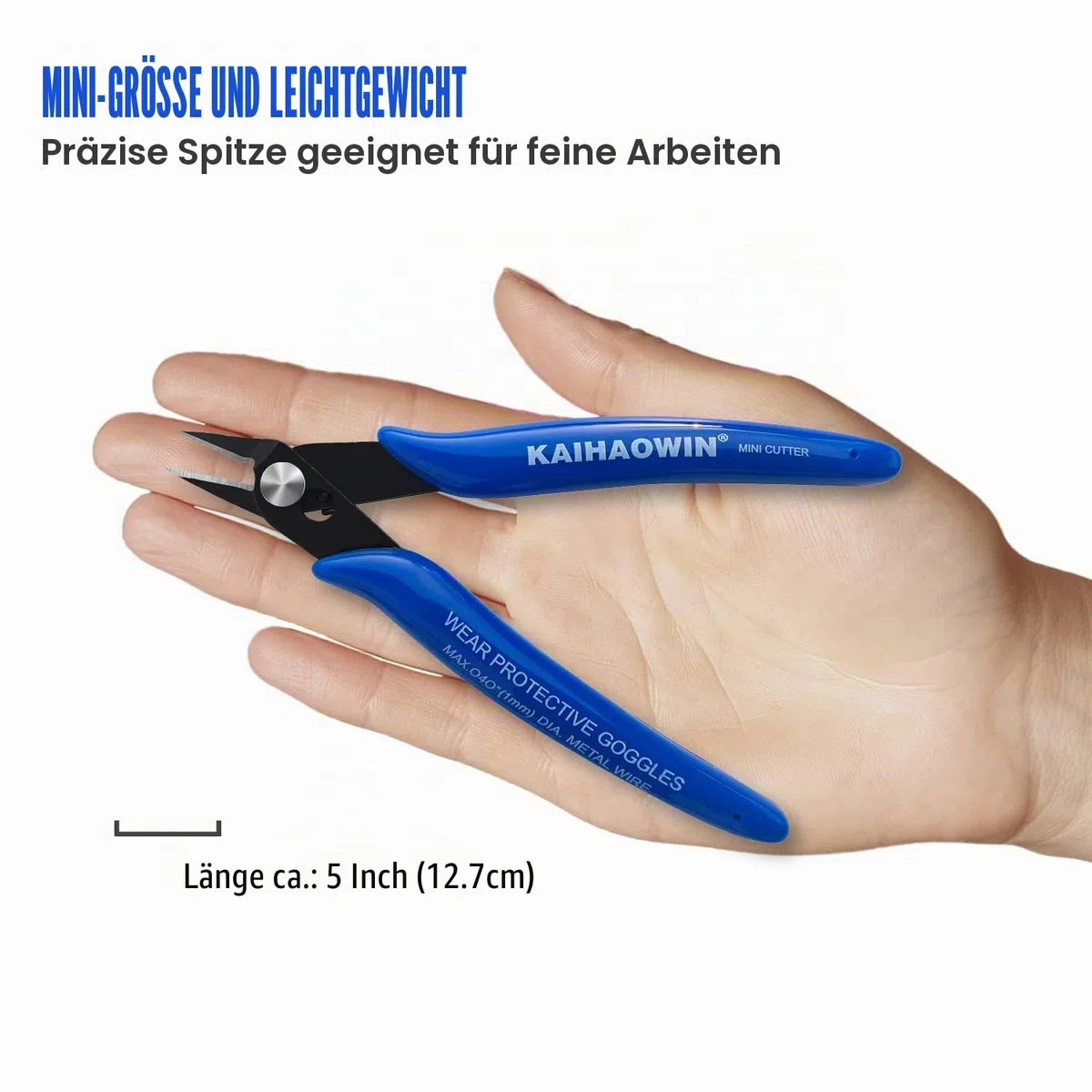 KAIHAOWIN 10 Stück Seitenschneider Klein, 170 Elektronik Drahtschneider, Präzision Schneiderzange, Mini Drahtschere für Modellbau, Handwerk, Schmmuck, blau