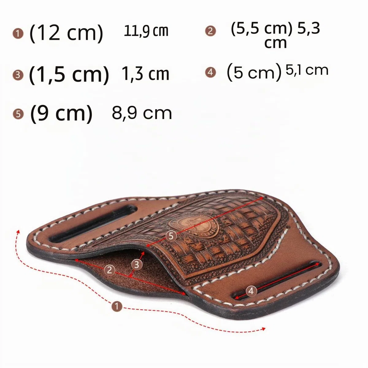 TOURBON Taschenmesserhalter, Etui, Klappmesser, EDC-Werkzeug, Taschenmesser, Gürteltasche, handgefertigtes Geschenk aus Leder in Braun