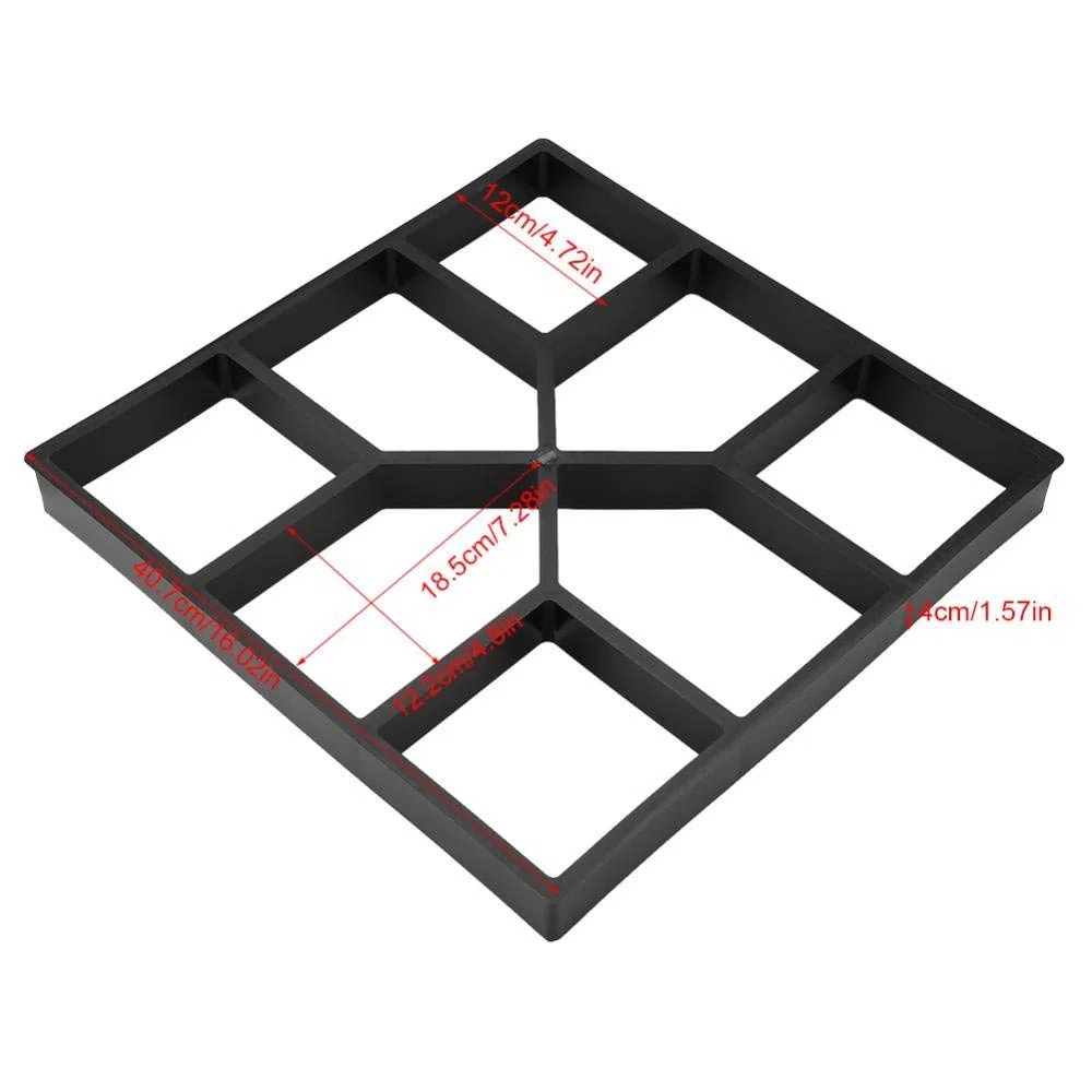 Gehweg Pflasterform Stein Schablone Beton Betonform Schalungsform Pflasterschablone Pflastersteinform aus Kunststof für Weg- und Terrassenfliesen 40X40X4cm