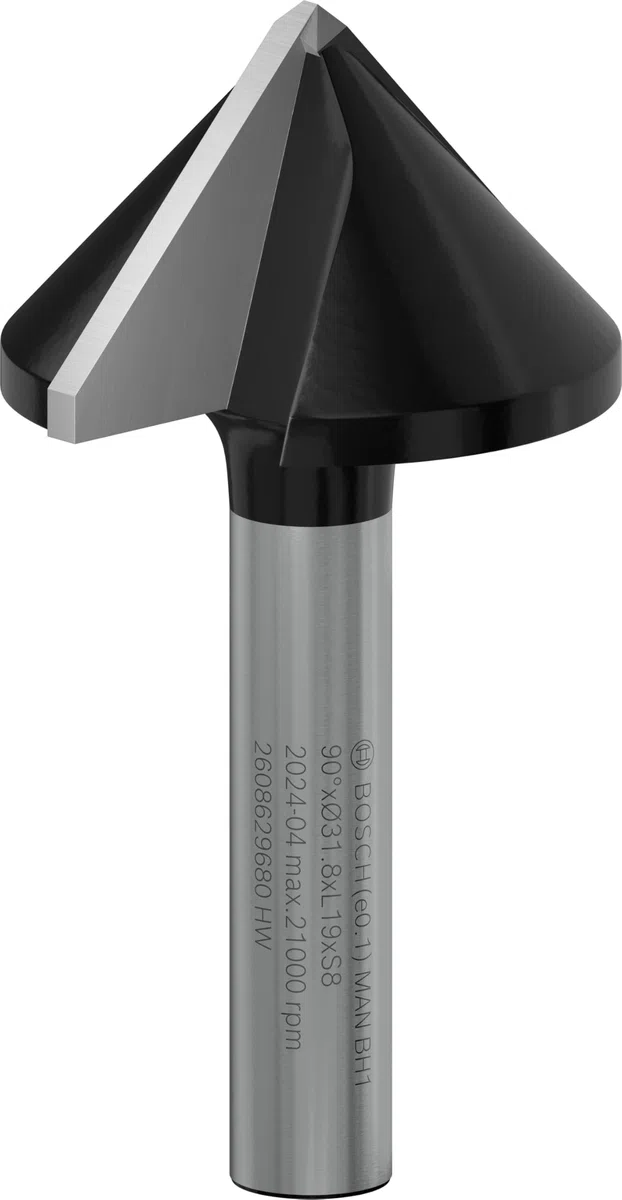 Bosch 1x PRO V-Nutfräser (für Weichholz, Hartholz, Ø 31,8 mm, Professional Zubehör Handfräse, Trim Router)