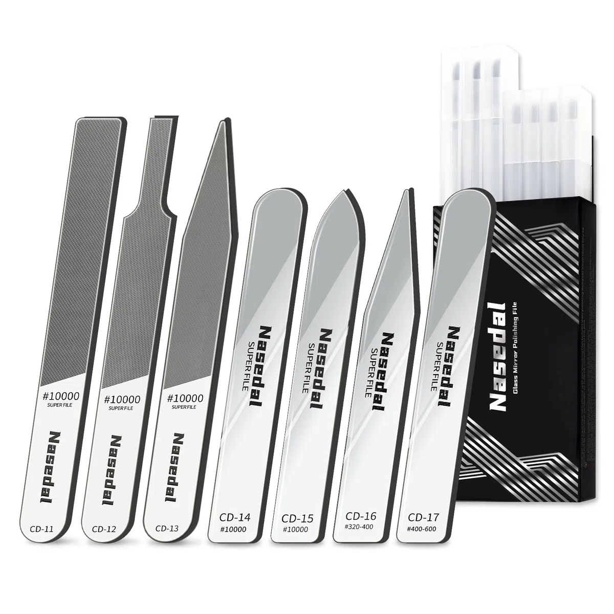 7-teiliges Ultrafeines Glasfeilen Set – 320–10000 Körnung für Gundam & Maßstabsmodelle, Spiegelfeinen Schliff, 3D-Druck, Kunststoff, Holz & Harz Modellteile