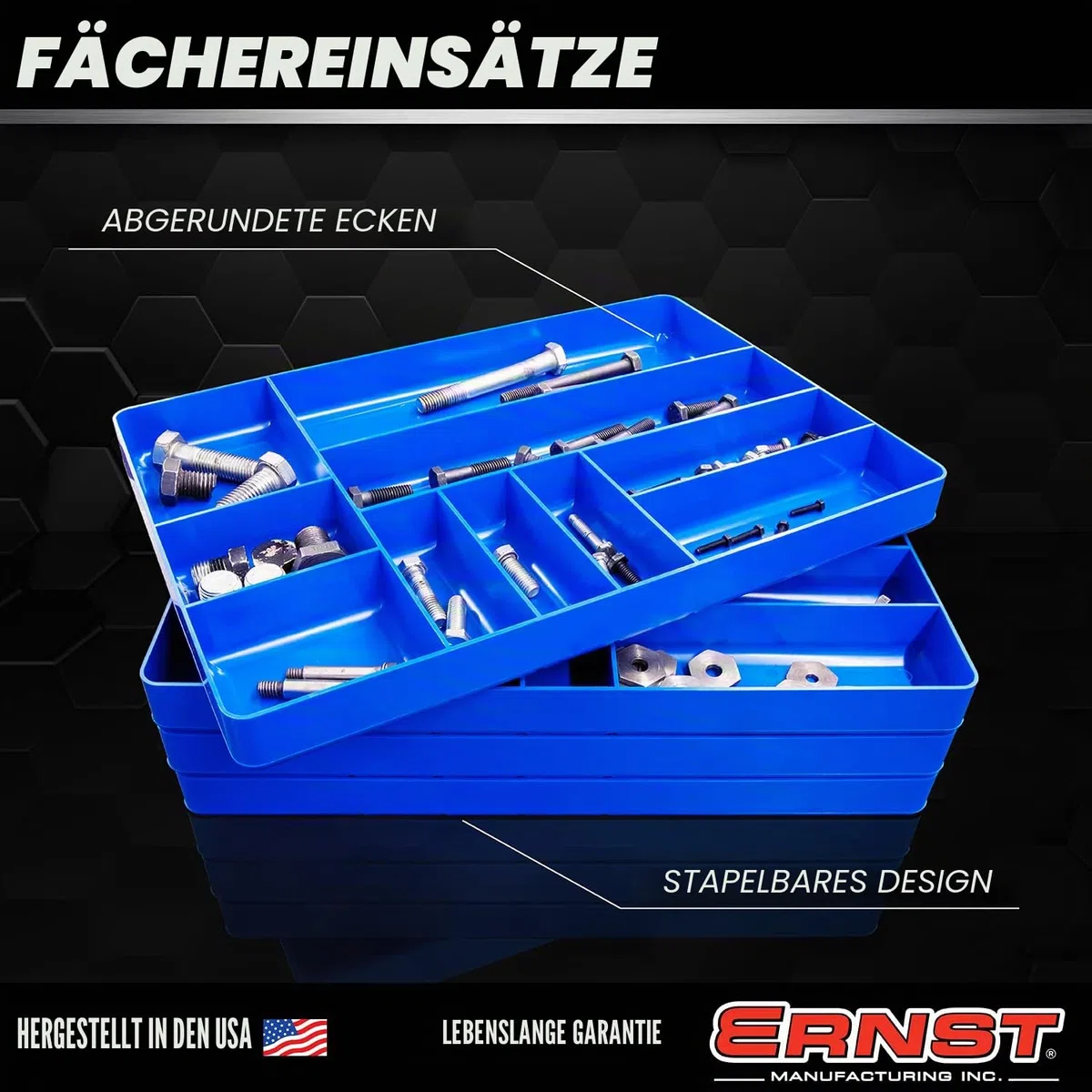 Ernst 5011 Manufacturing Organizer Tablett, 10 Fächer, Schwarz