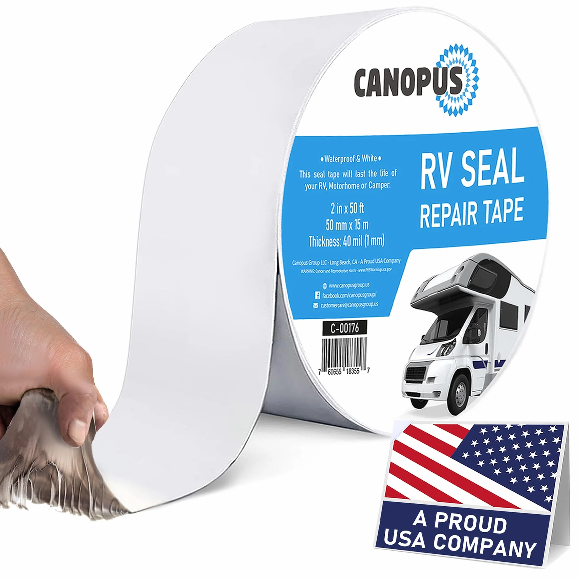 CANOPUS Butyl Klebeband für Wohnwagen, RV, Wohnmobil, Weiß, 5cm x15m