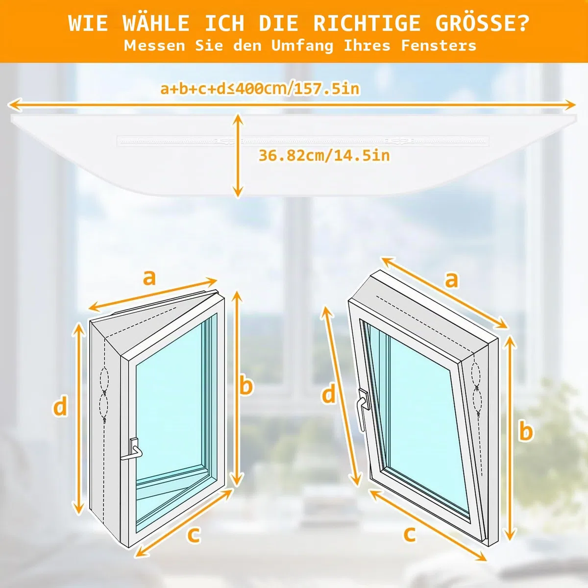 400 cm Fensterabdichtung für Mobile Klimaanlage, Fensterabdichtung Abluftschlauch Klimagerät Ohne Bohren mit Klettband, Klimaanlage Abdichtung, Klimagerät Fenster Klima Abdichtung für Dachfenster