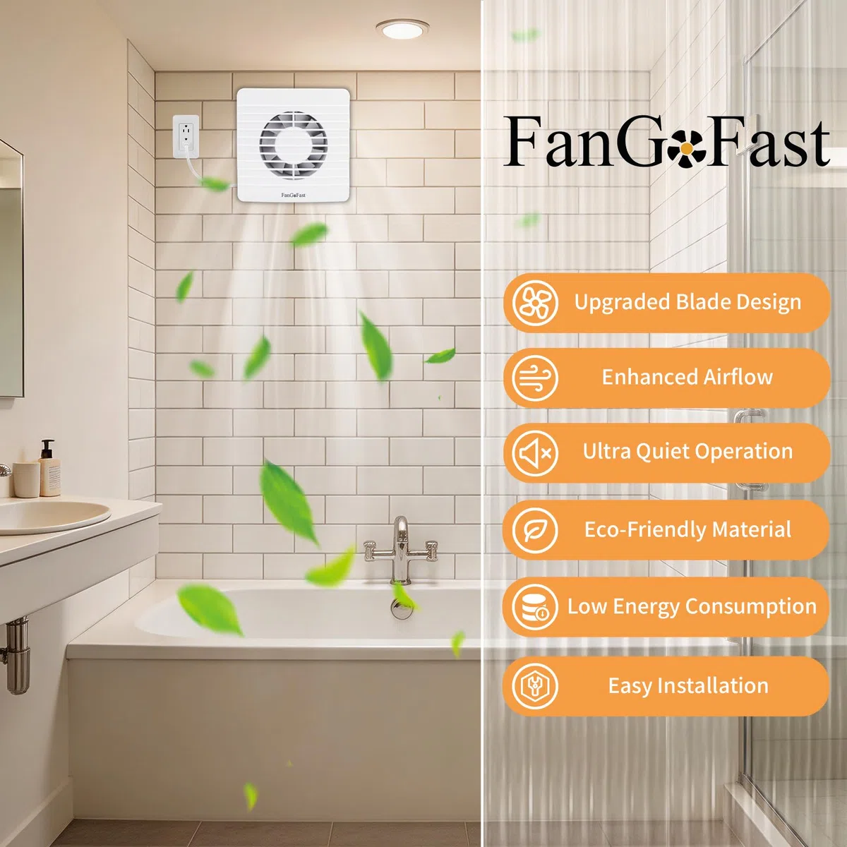 FanGoFast Badlüfter 100mm, 120m³/h, Abluftventilator Leiser mit Rücklaufklappe, Leistungsstarke Wandventilator Lüfter für Küche Bad Gewächshaus Garage