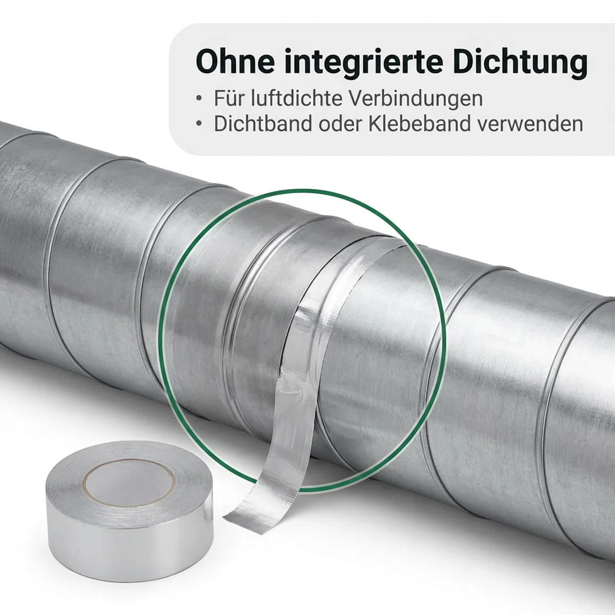 Easy Act Steckverbinder Ø 150 mm, robustes Verbindungsstück aus verzinktem Stahl zur sicheren Verbindung von Lüftungsrohren in Belüftungssystemen