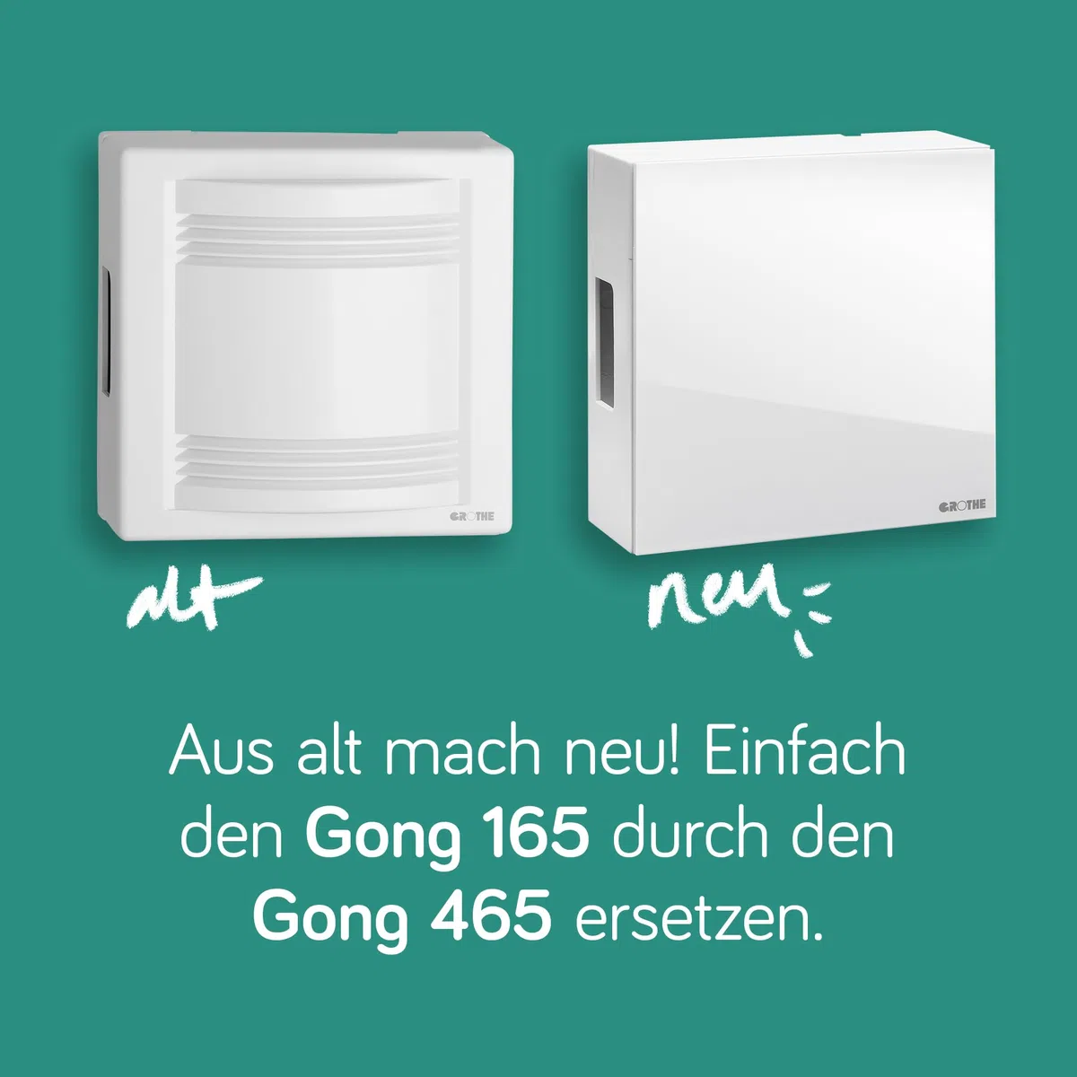 Grothe elektromechanischer Gong klassischer Zweiklang-Gong, echter Glockenstahl, Hochglanz Design, Batterie- oder Trafo-Betrieb, bis zu 80 dB, 465A (klarer und satter Ton)