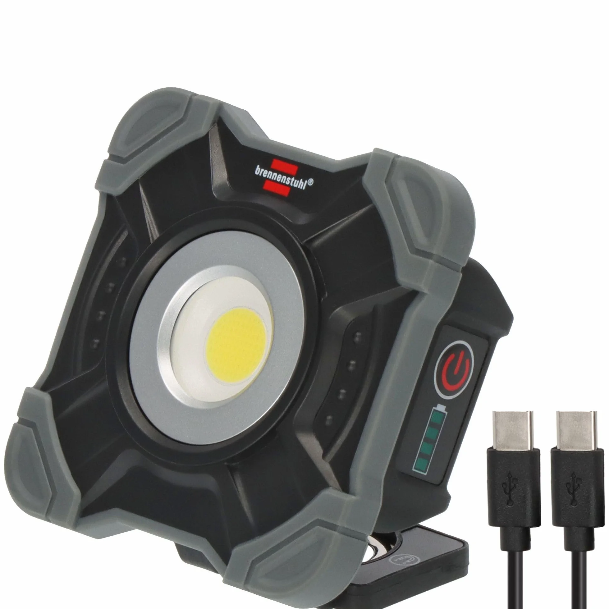 Brennenstuhl Akku LED Arbeitsstrahler SH 1000 MAC (1000lm, IP54, Akku LED Arbeitsleuchte mit Magnet und Karabinerring, robustes Gehäuse)