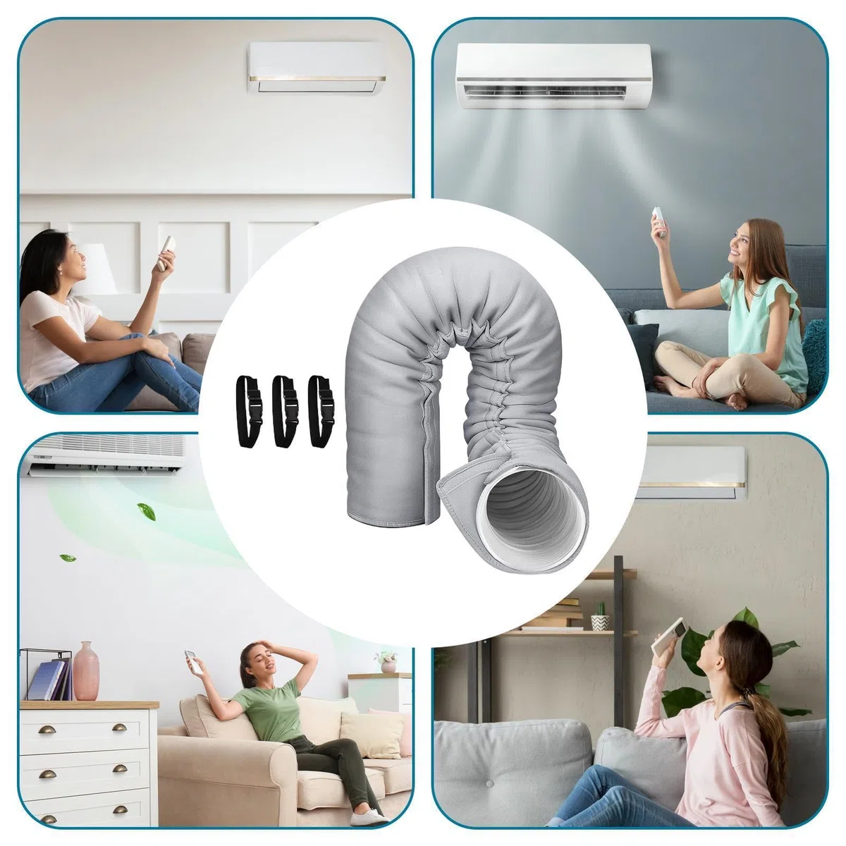 Klimaanlage Abluftschlauch Isolierung, Waschbare AC-Schlauch-Isolierhülle 150x53 Cm, Polyester-Komposit, UV-beständig, Klettverschluss, Passend Für 5–5,9 Zoll, Für Haus, Büro, Garage & Keller