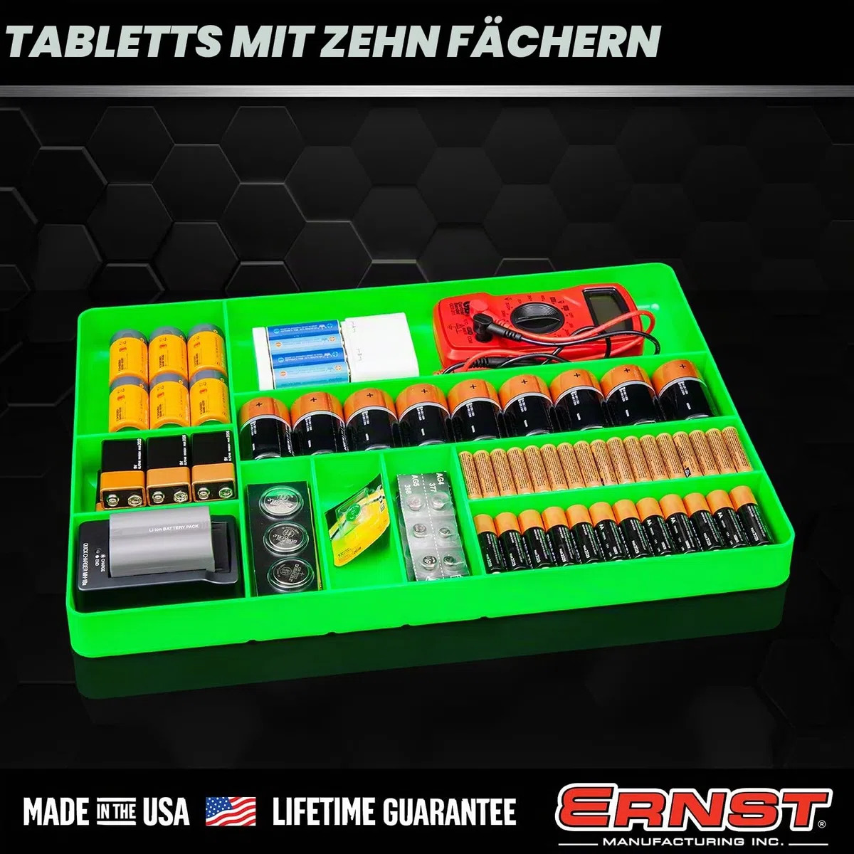 Ernst 5011 Manufacturing Organizer Tablett, 10 Fächer, Schwarz